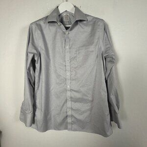 Brooks Brothers Mens Soho Fit Non-Iron Stretch Dress Shirt 16-33 White Gray